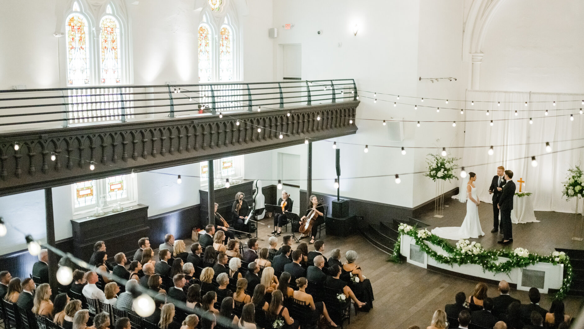 Wedding ceremony in white church